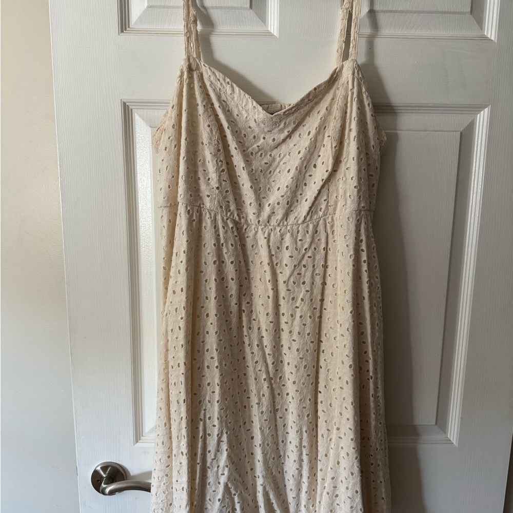 Torrid Cream Eyelet Midi Dress